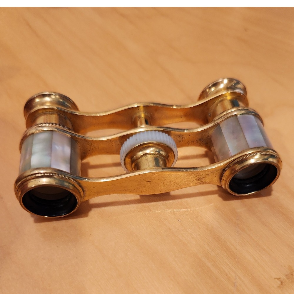 Antique G.E. Pryor Opera‎ Glasses Rue Scribe Paris MOP Brass Binoculars